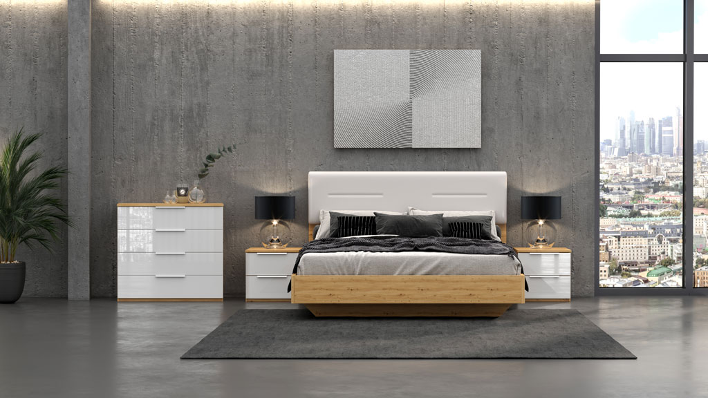 Спальня Наполи (Дуб золотой/белый глянец)