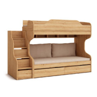 Кровать двухъярусная с лестницей 90х200 Napoli (Крафт золотой)