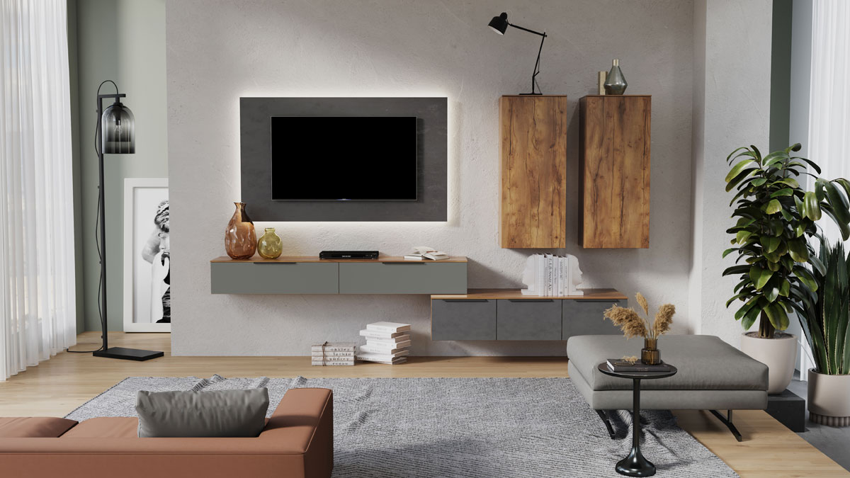 Гостиная Соло (таксония/ серый матовый/бетон Dark)