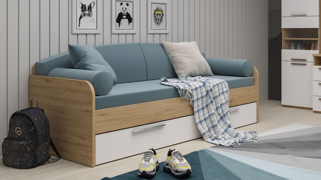 Кровать-тахта Наполи (Дуб золотой/белый матовый)