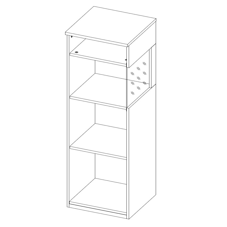 Низкий шкаф-витрина Napoli (дуб Крафт серый/бетон Dark) правый