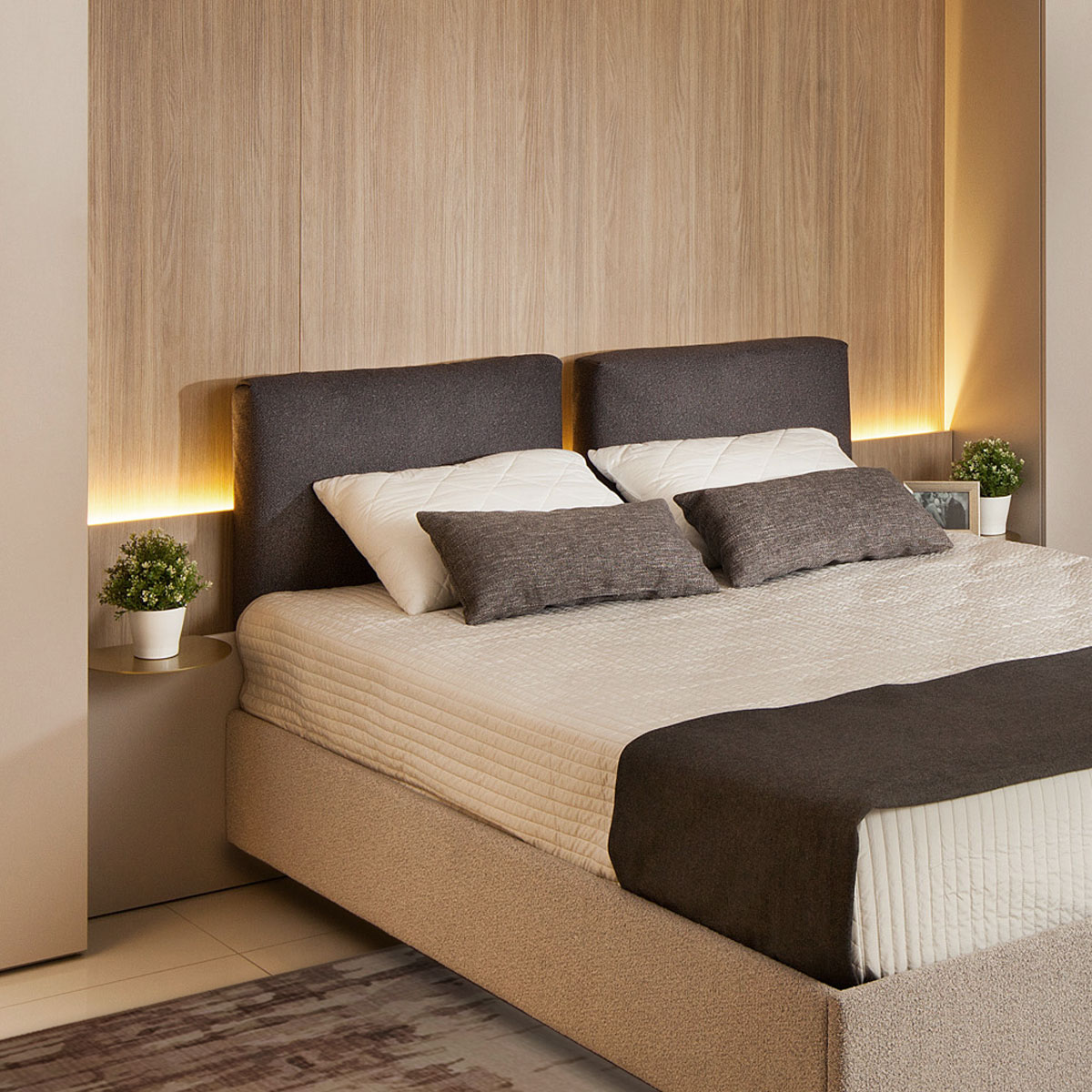 Спальня Сарино с макияжным модулем К6 (Кашемир серый / Иланга)