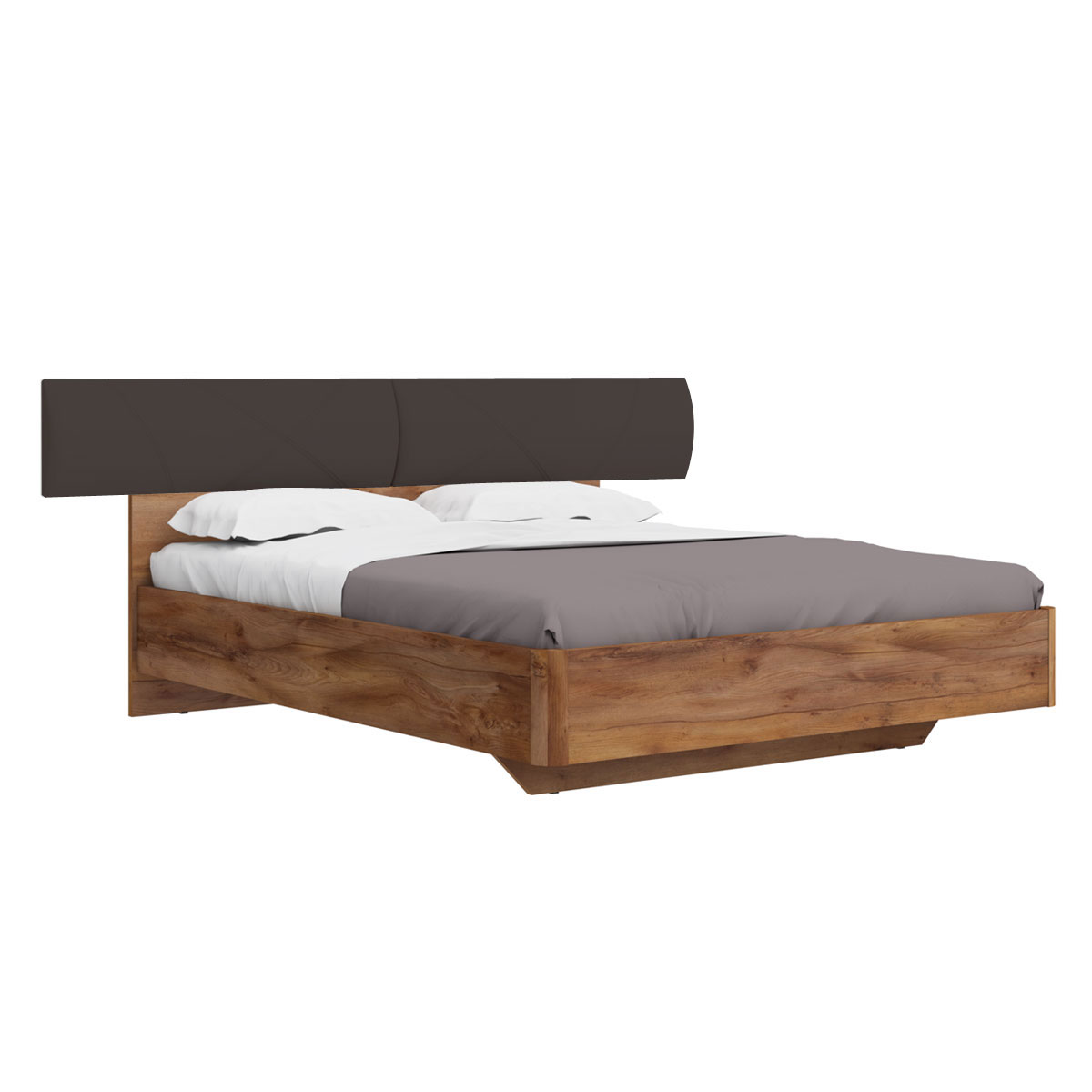 Кровать с мягким изголовьем 160х200 Solo (таксония/экокожа коричневая)