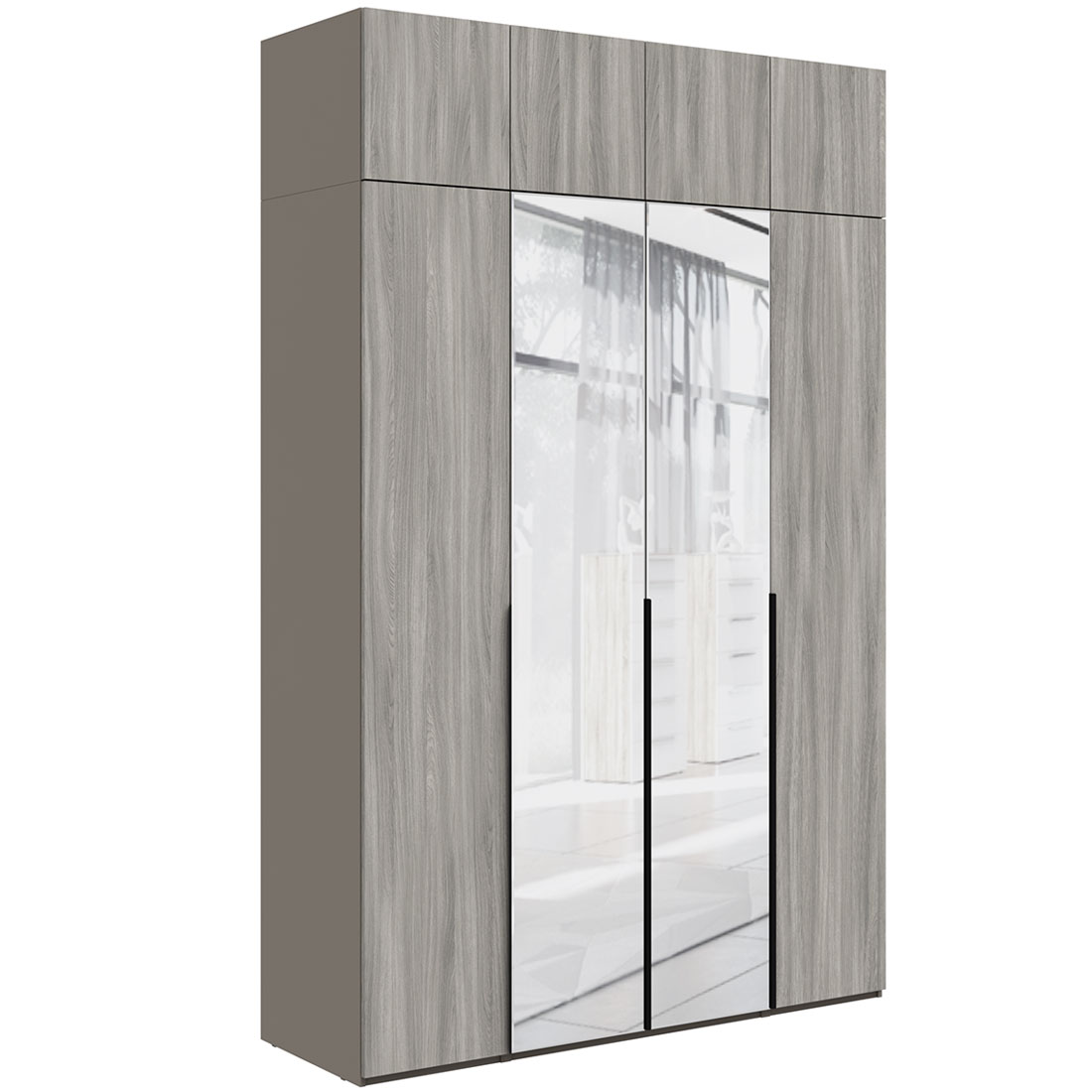 Шкаф с антресолью Наполи (Камень Терра/Фумо)