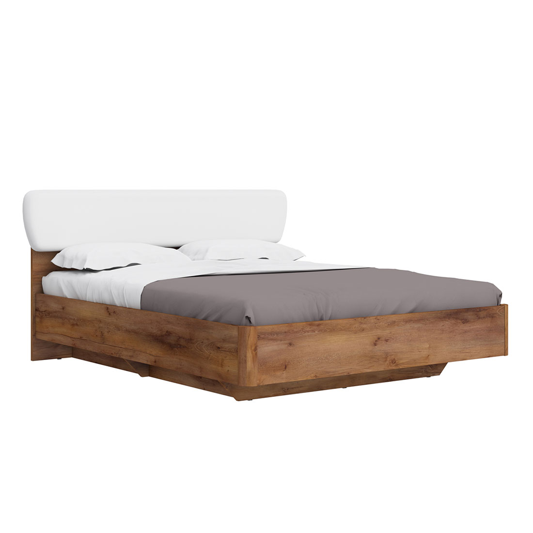 Кровать 160х200 с ящиком для белья Solo (таксония/экокожа белая)