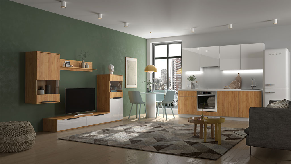 Гостиная Napoli (Крафт золотой/белый глянец)