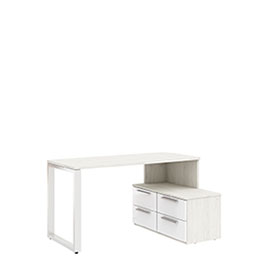 Письменный стол с тумбой 140 Napoli (Крафт белый/белый глянец)