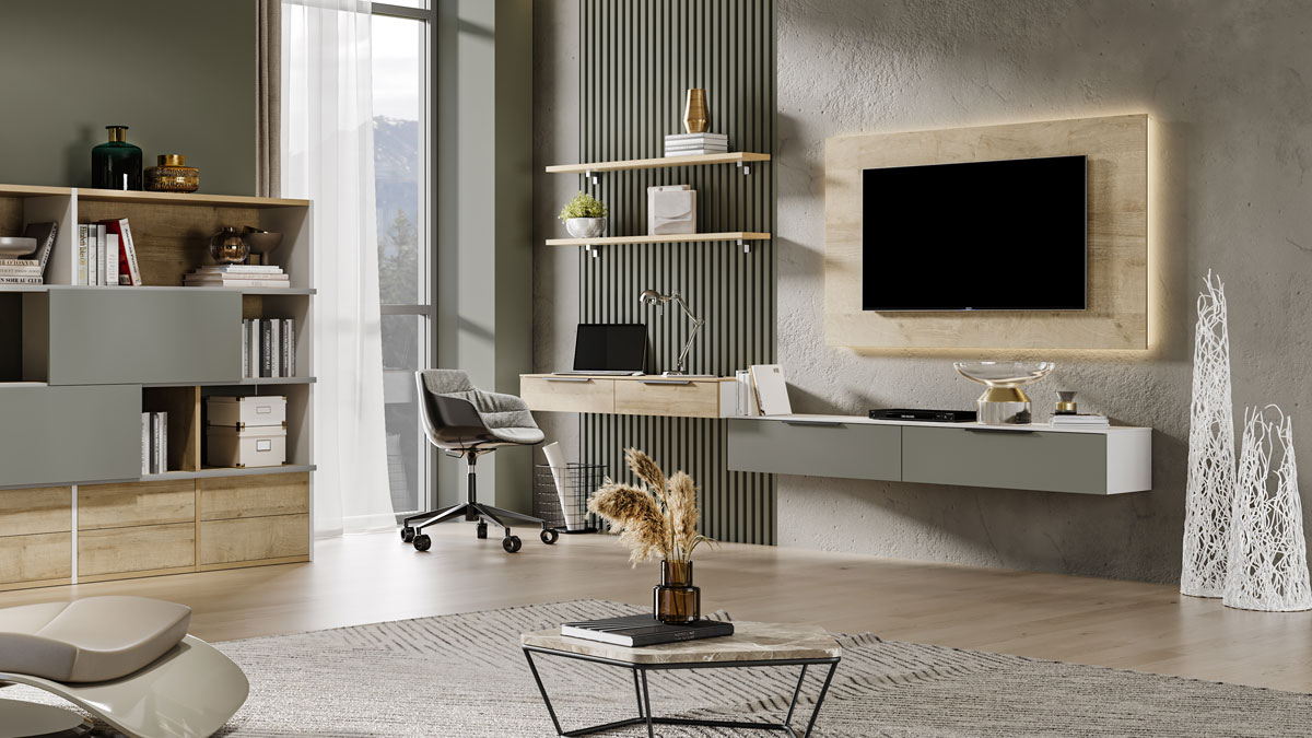 Гостиная с подвесной тумбой Соло (Ривьера)