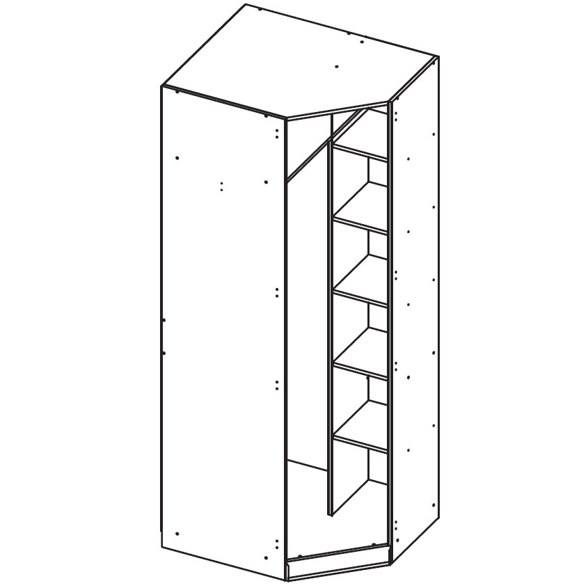 Угловой шкаф с накладкой Верди (орех Леванте) левый