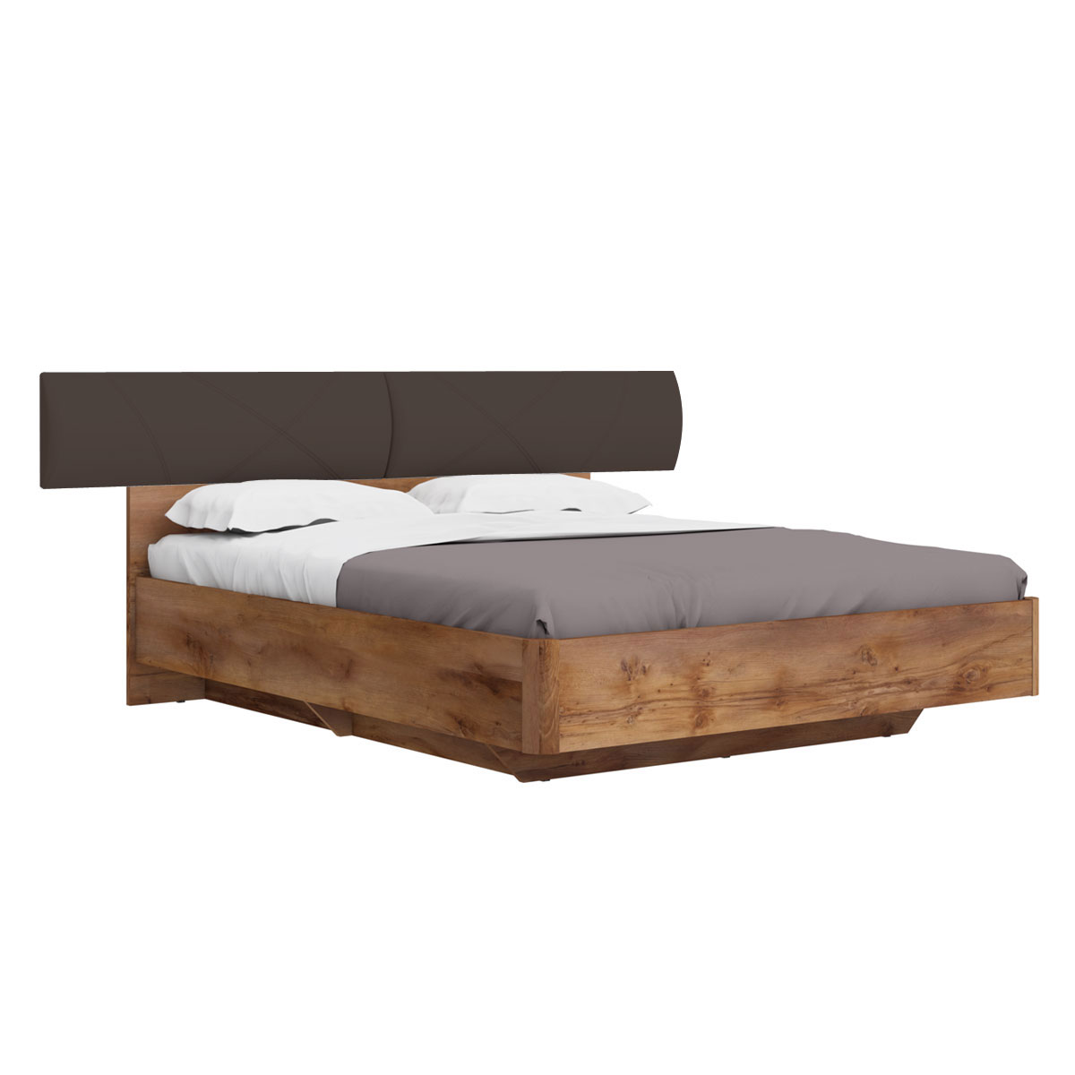 Кровать 160х200 с подъёмным основанием Solo (таксония/экокожа коричневая)