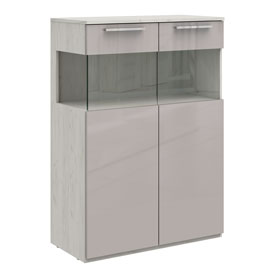 Низкий шкаф-витрина Napoli (дуб Крафт белый/бэйлиз глянец) левый