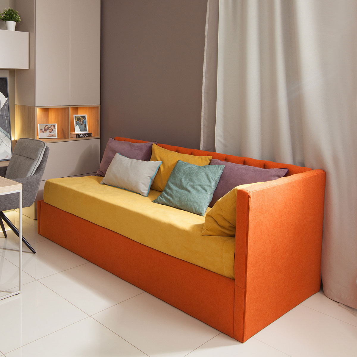 Кровать-кушетка Терри с матрасом Селена (Scandi 08)