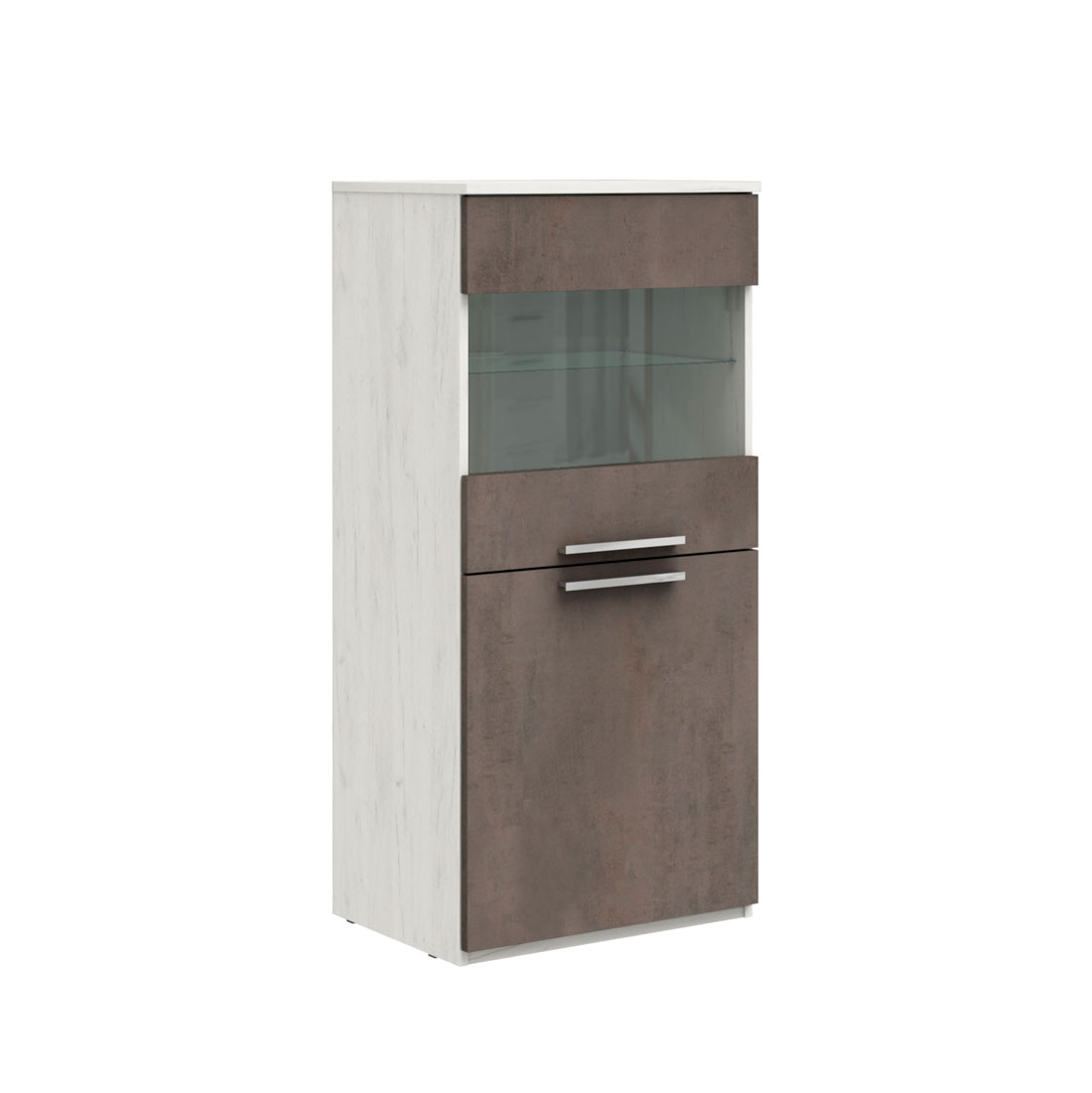 Низкий шкаф-пенал 2 двери Napoli (Крафт белый/бетон Dark)