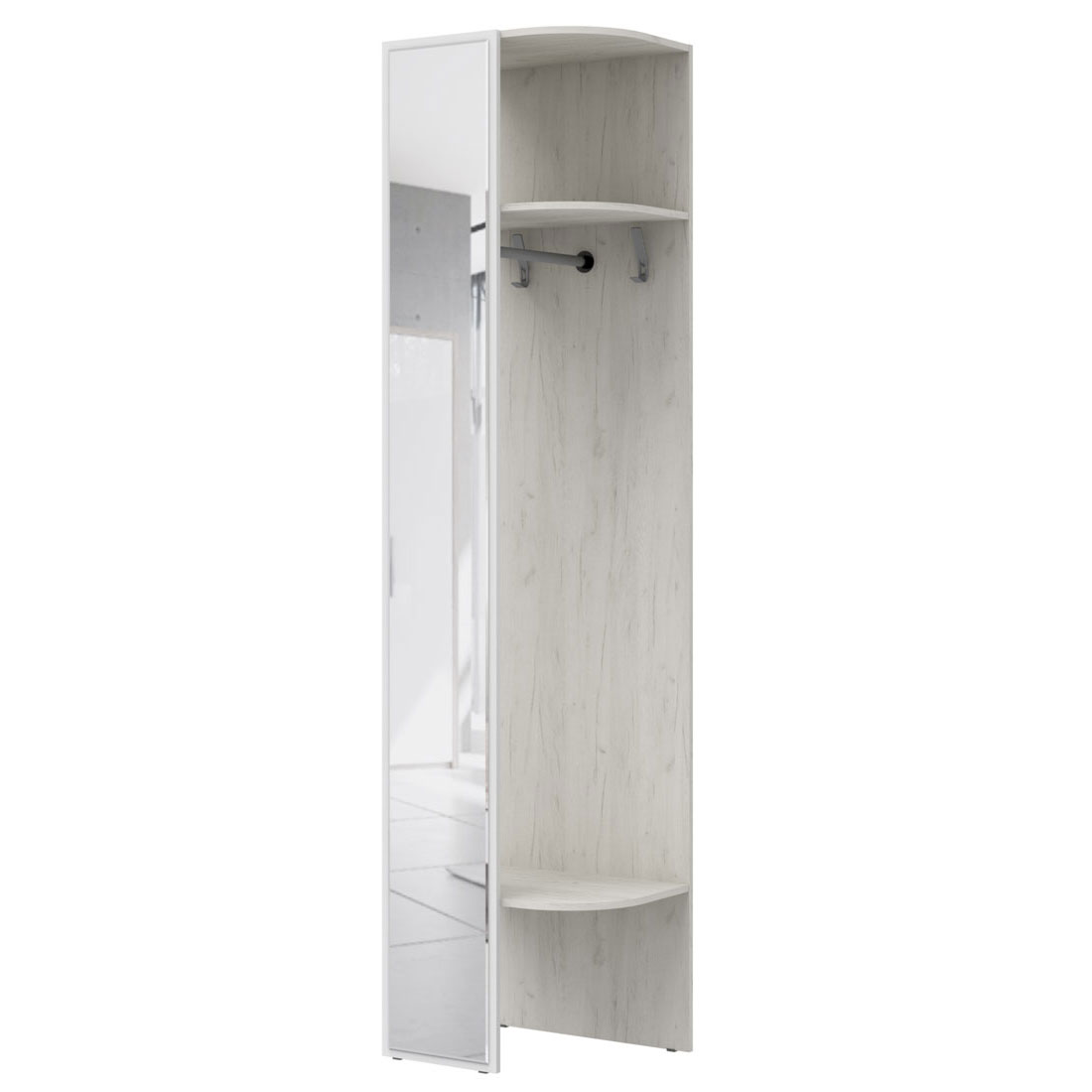 Вешалка с зеркалом Наполи (дуб Крафт белый) правая