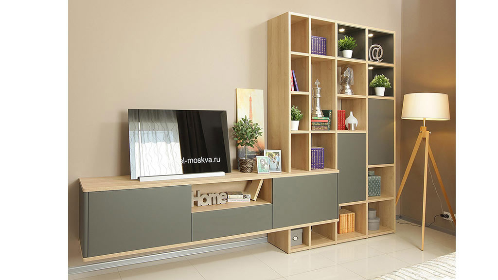 Стеллаж 405.Ilma-KSt-03 (дуб Ривьера/серый средний матовый)