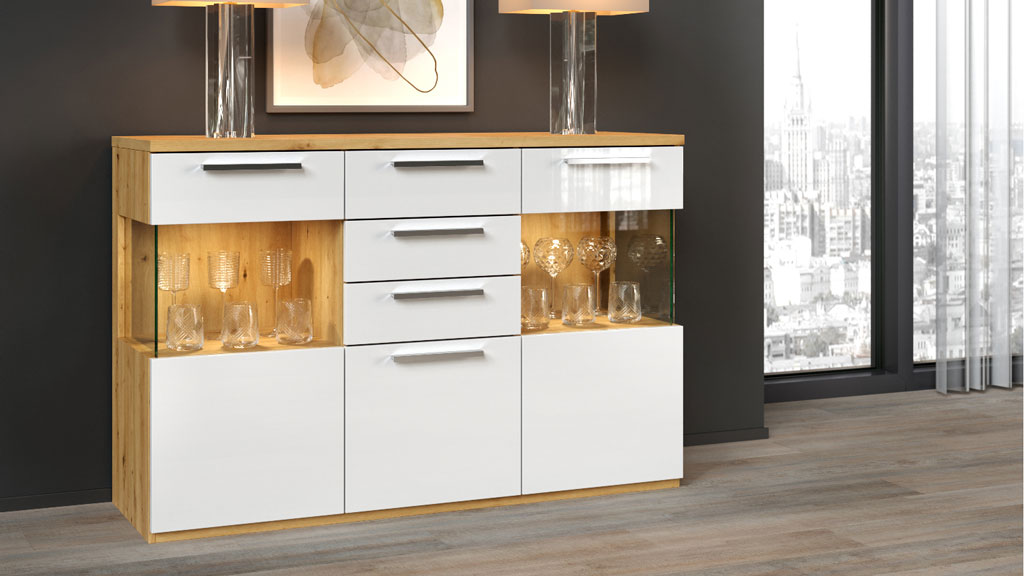Комод Napoli (Дуб золотой/белый глянец)