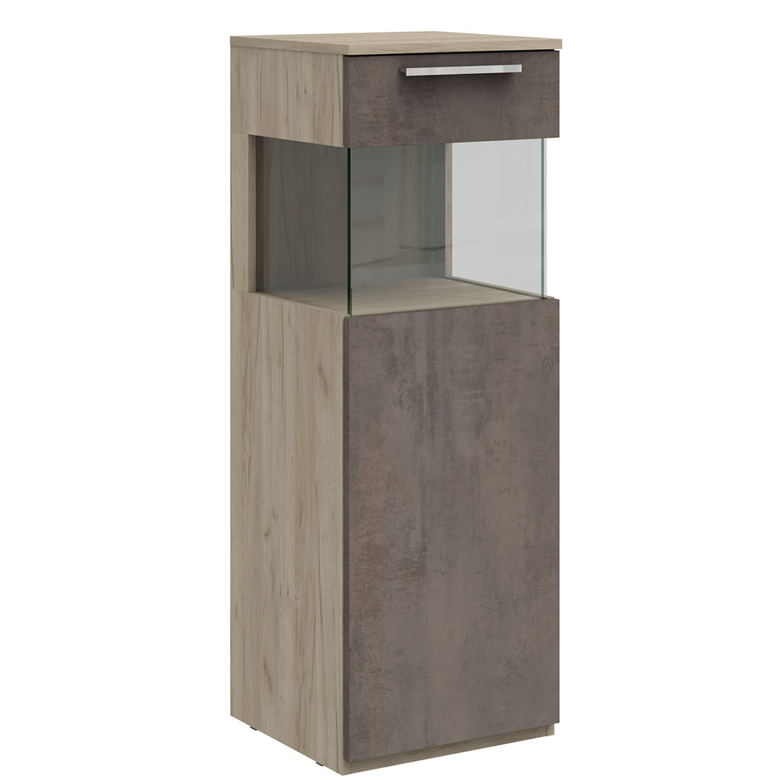 Низкий шкаф-витрина Napoli (дуб Крафт серый/бетон Dark)