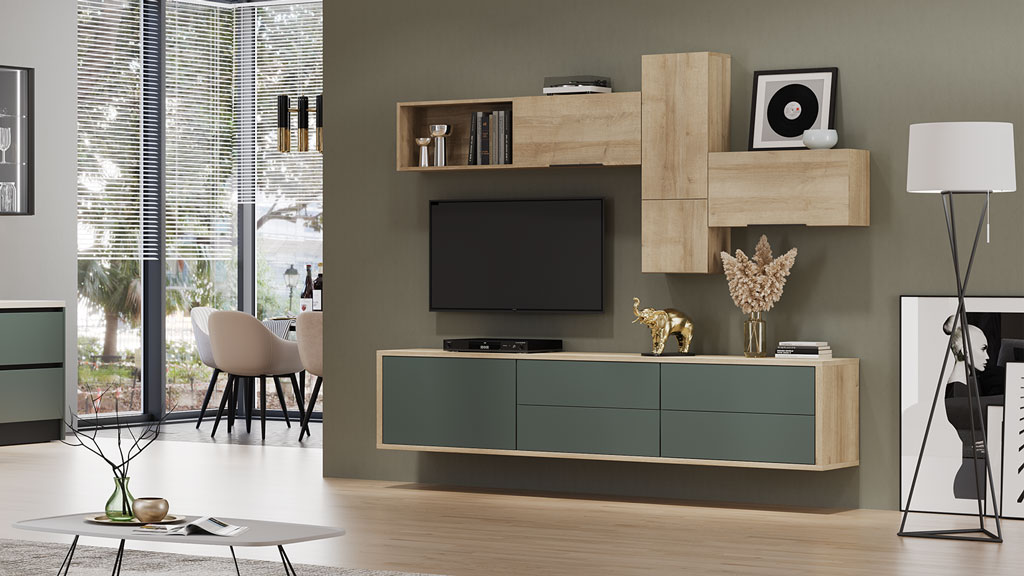 Подвесная тумба Илма-3 (дуб Ривьера/Форест Грин)