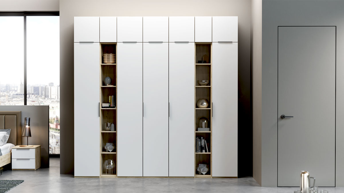 Шкаф с антресолью Наполи (крафт серый/белый матовый)