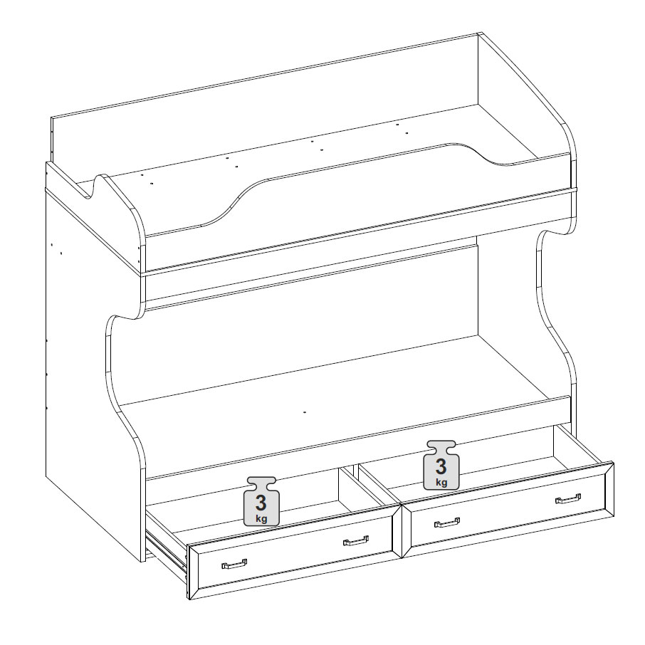 Кровать двухъярусная с лестницей 90х200 VERDI (дуб Белуна)