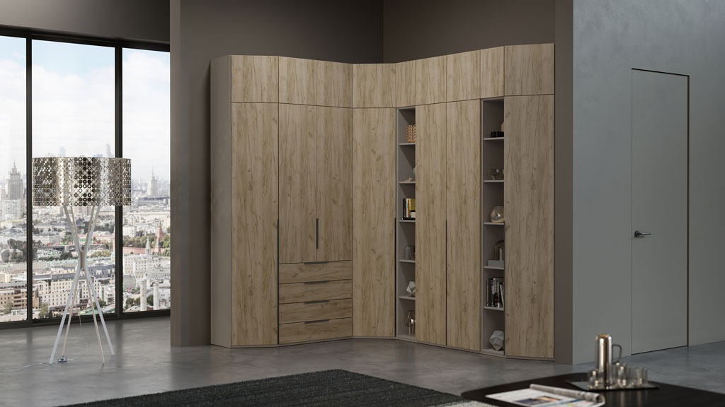 Шкаф с антресолью Наполи (Дуб золотой/мокко матовый)