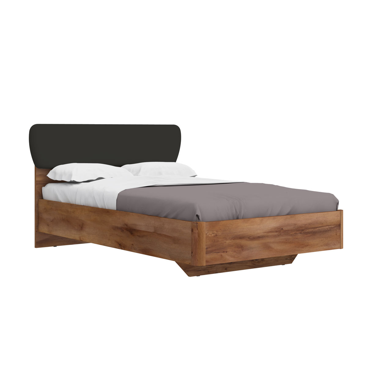 Кровать 120х200 с мягким изголовьем Solo (таксония/экокожа коричневая)