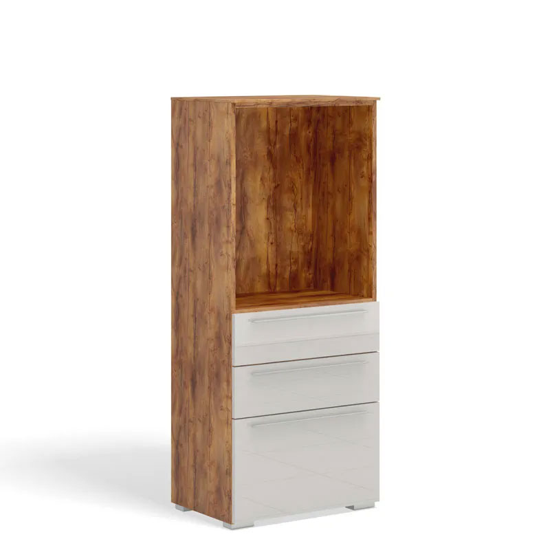 Шкаф-витрина с ящиками Solo (таксония/белый глянец) левый