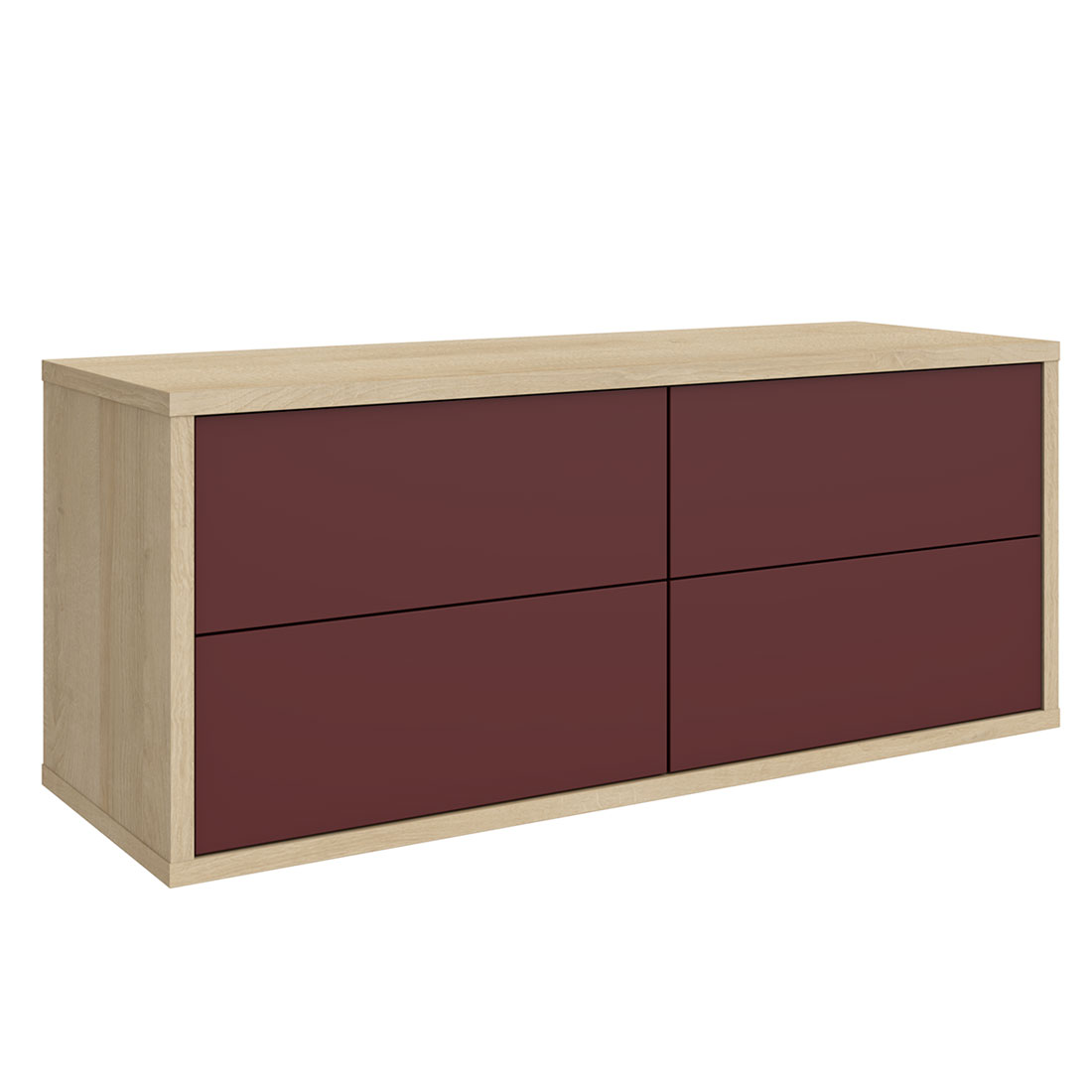 Навесная тумба 4 ящика Илма-3 (дуб Ривьера/Руби Ред)