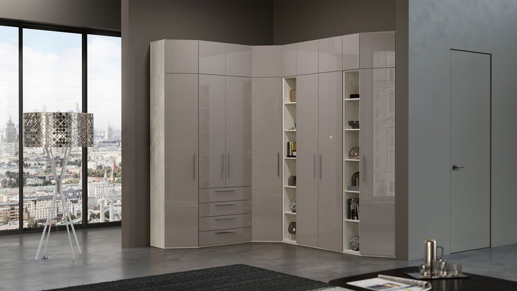 Шкаф с антресолью Наполи (Дуб золотой/мокко матовый)