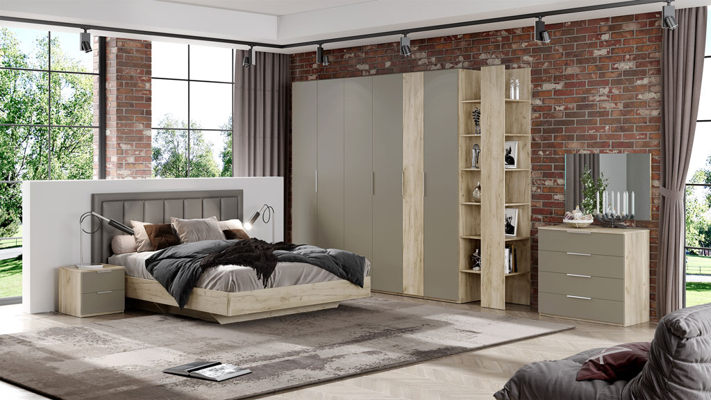 Спальня Наполи (Крафт серый/камень Терра)