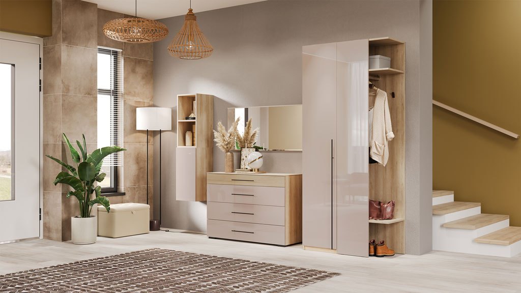 Прихожая Соло (дуб Ривьера/моккачино глянец)