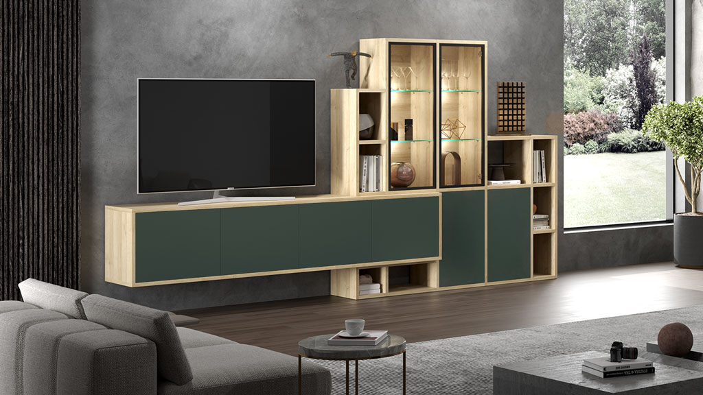 Стеллаж 405.Ilma-KSt-07 (дуб Ривьера/Форест Грин)