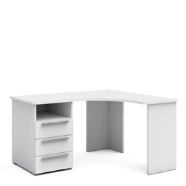Угловой письменный стол с тумбой 140 см Магнолия (белый матовый)