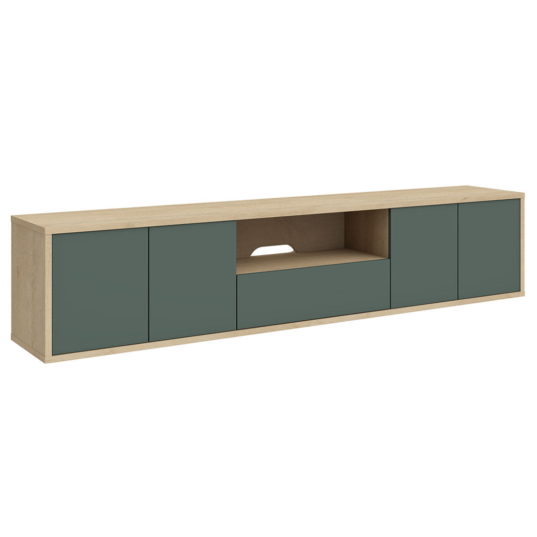 Подвесная тумба с нишей Илма-3 (дуб Ривьера/Форест Грин)