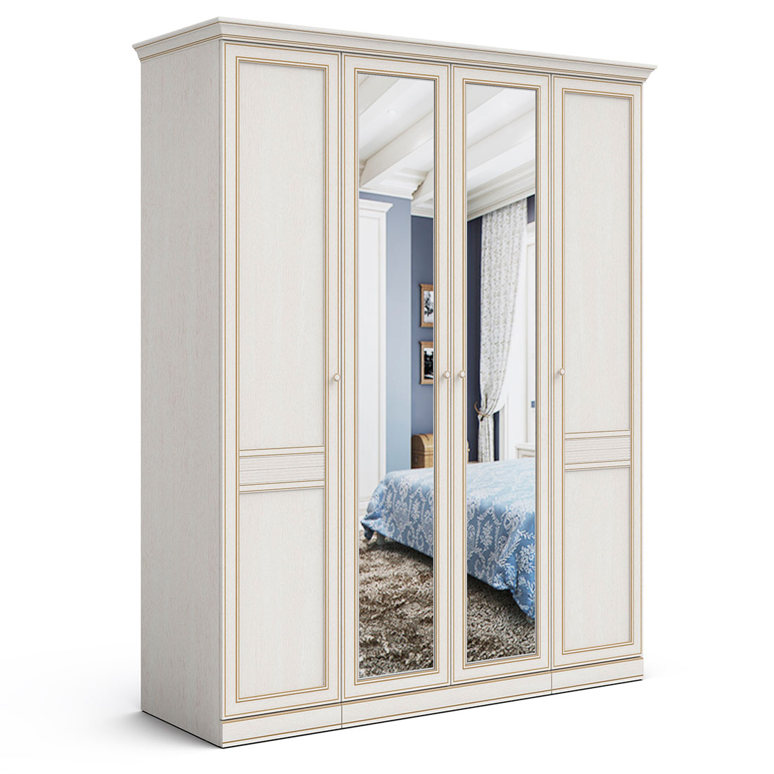 Шкаф распашной 4 двери Верди (дуб Белуна)