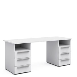 Письменный стол с тумбами 180 см Магнолия (белый матовый)