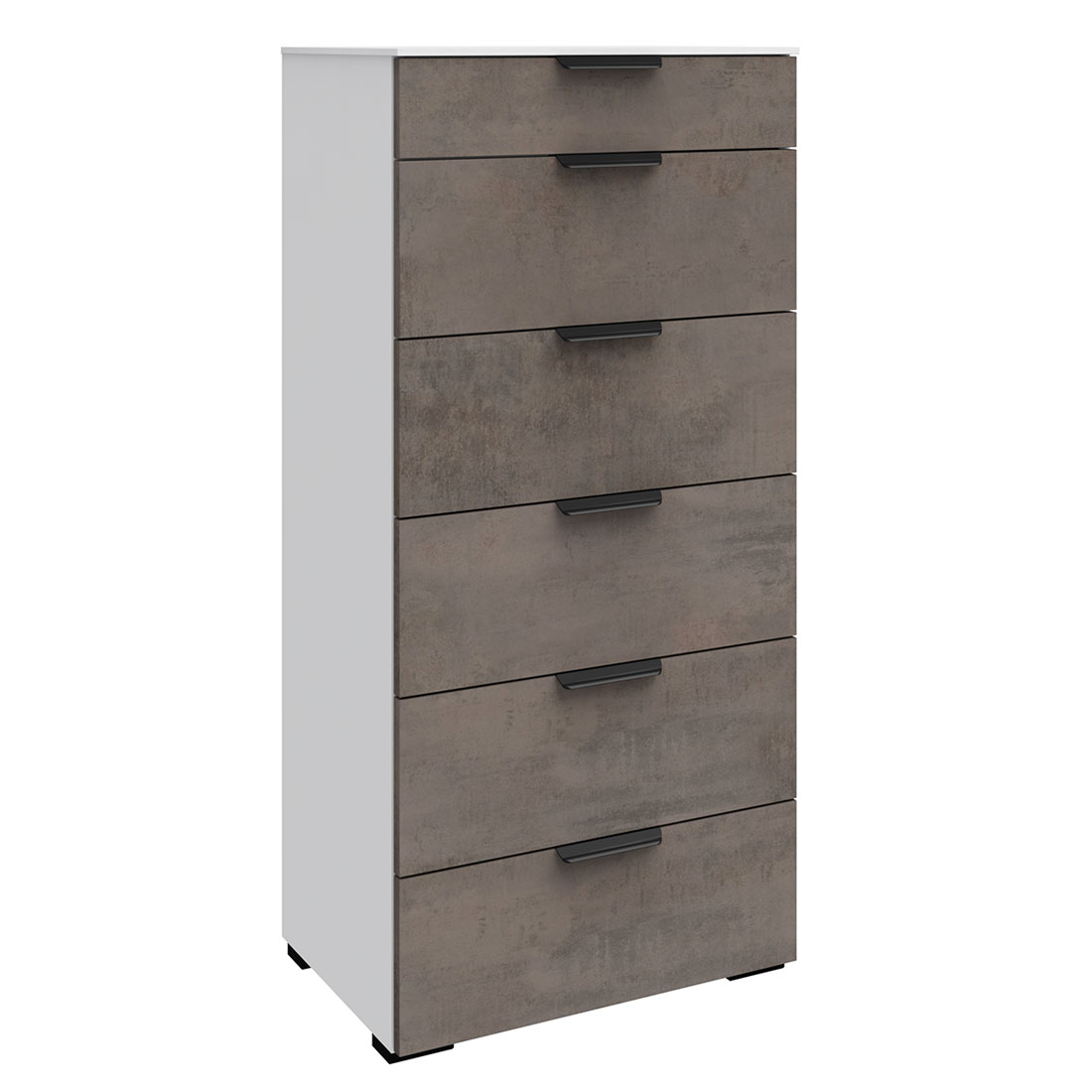 Комод узкий Solo 6 ящиков (белый/белый глянец)