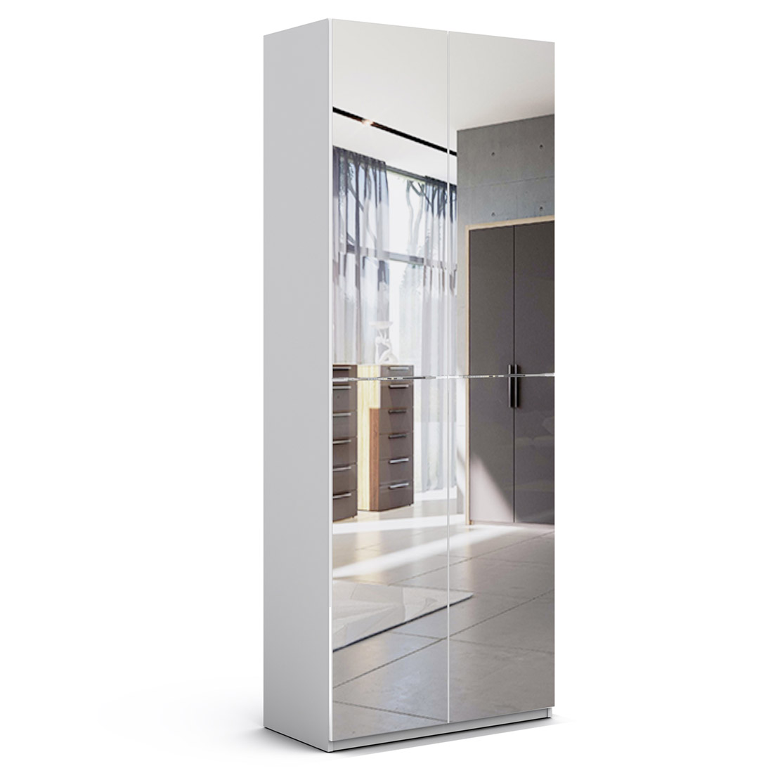 Шкаф двухдверный узкий Solo (белый/зеркало)