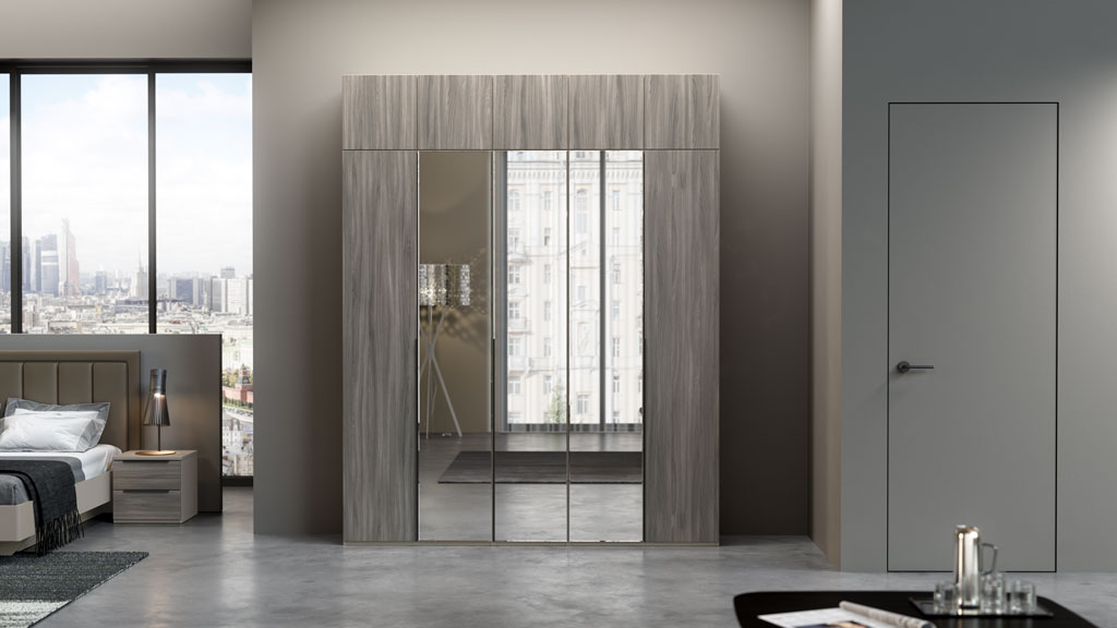 Шкаф с антресолью Наполи (Камень Терра/Фумо)