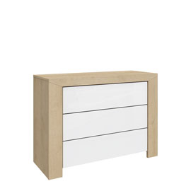 Комод с тремя ящиками Blade (дуб Ривьера/белый глянец)