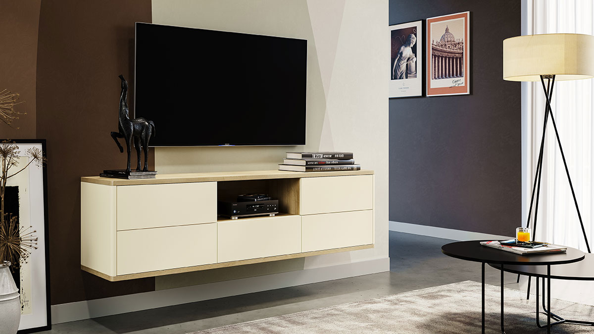 Подвесная тумба Илма-3 (ривьера/крем матовый)