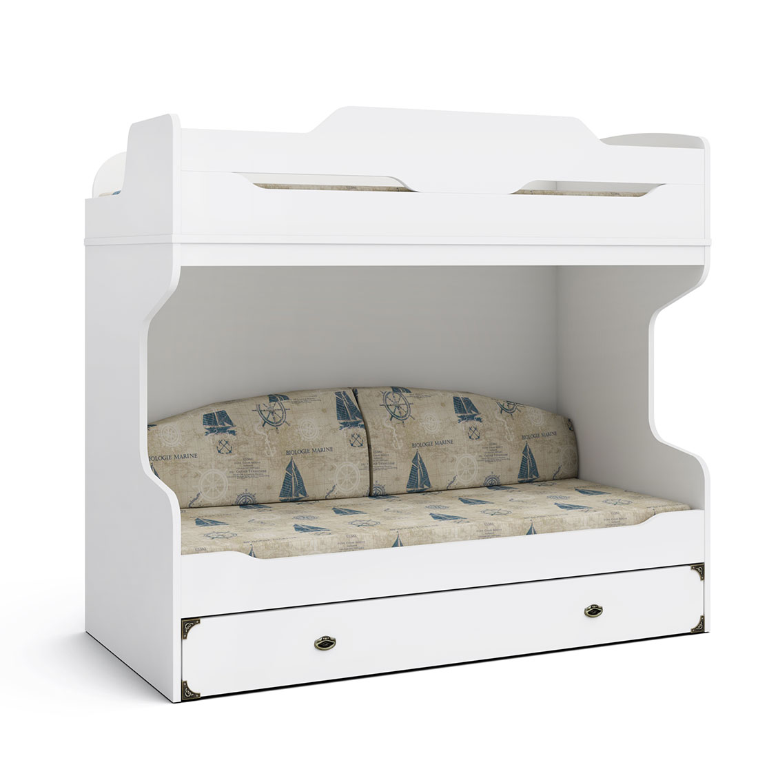 Двухъярусная кровать 90x190 (белая) левая