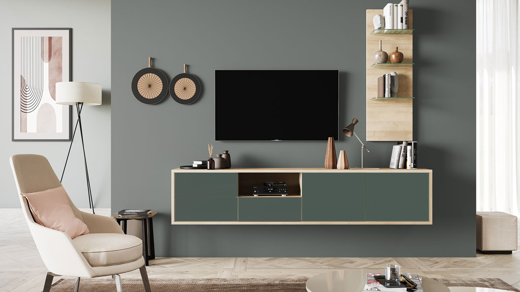 Подвесная тумба Илма-3 (дуб Ривьера/Форест Грин)