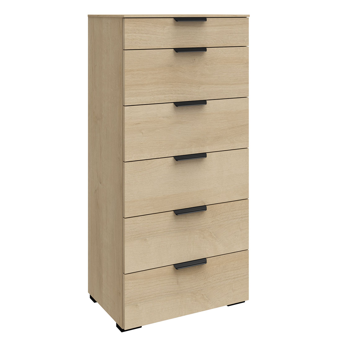 Узкий комод 6 ящиков Solo (дуб Ривьера/крем)