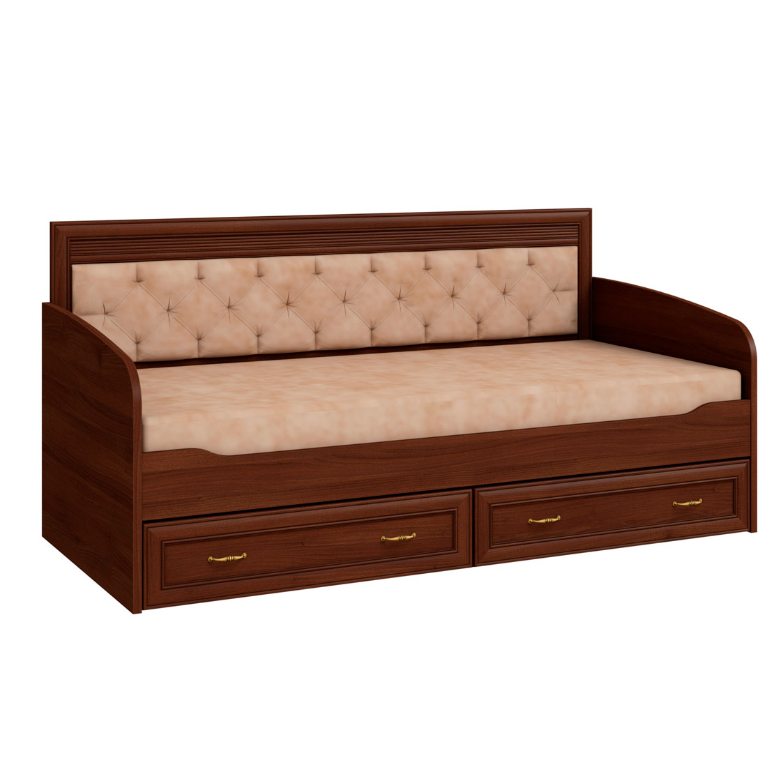 Кровать-тахта 90х190 с ящиками VERDI (орех Леванте)