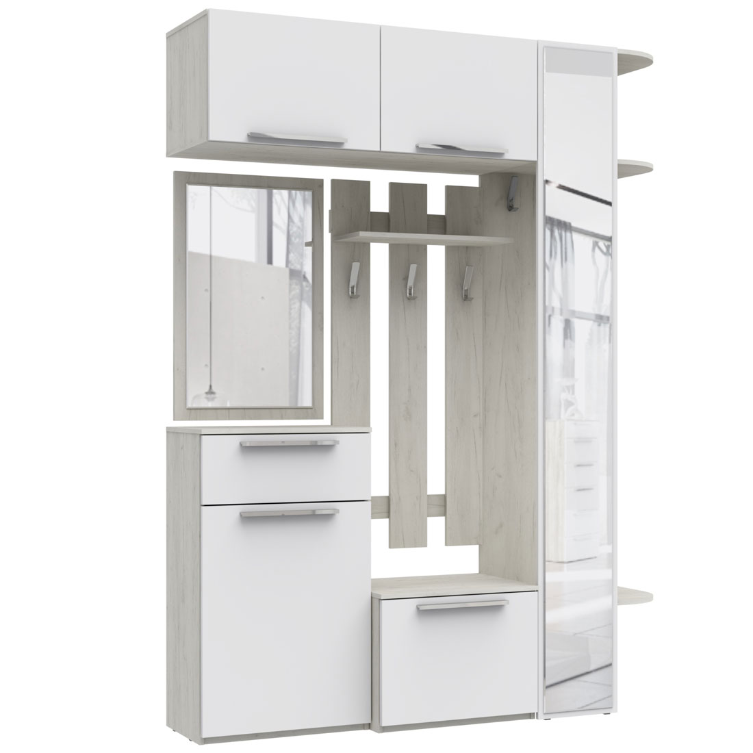 Прихожая Наполи (дуб Крафт белый/белый матовый)