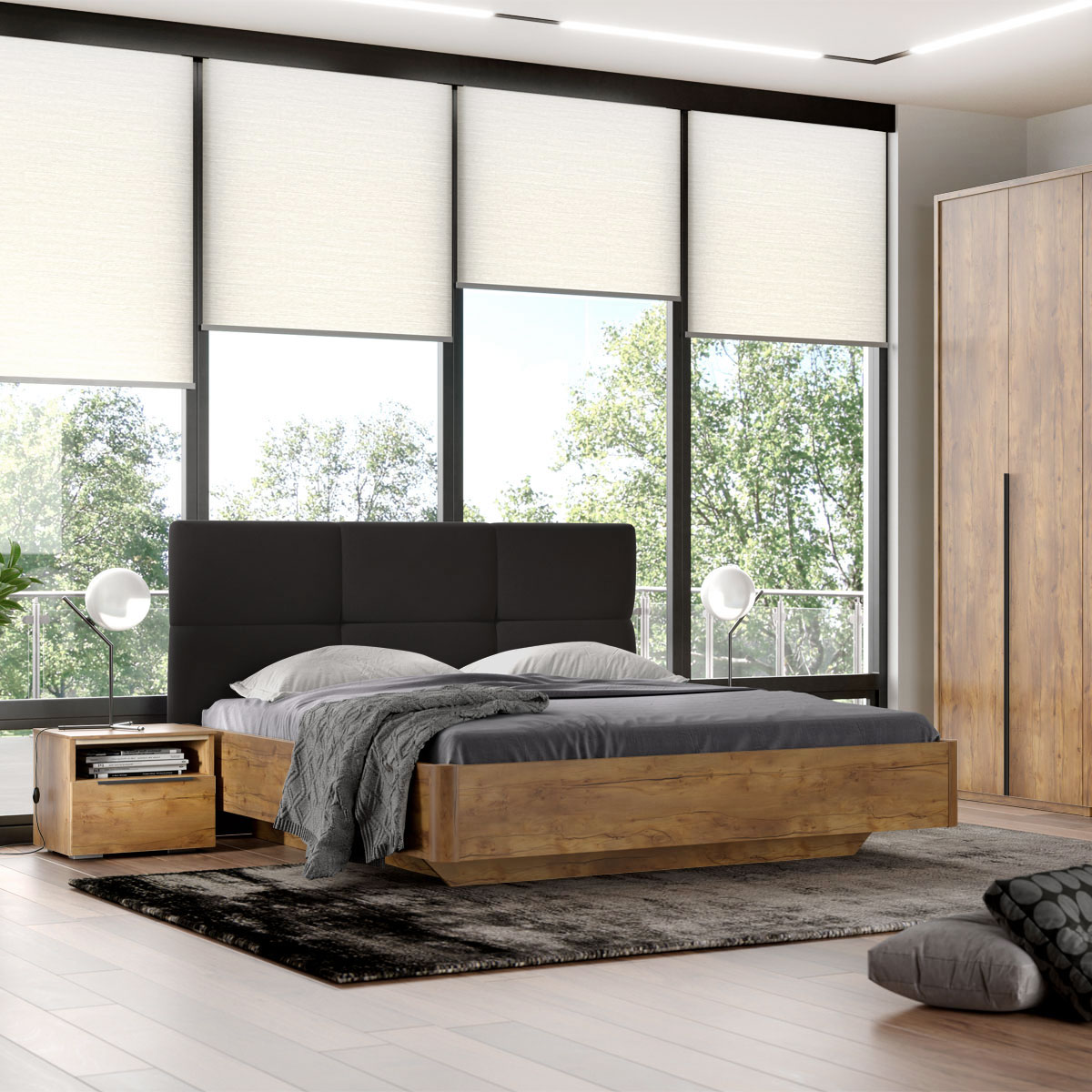 Кровать 180х200 Solo QUATRO (таксония/экокожа)