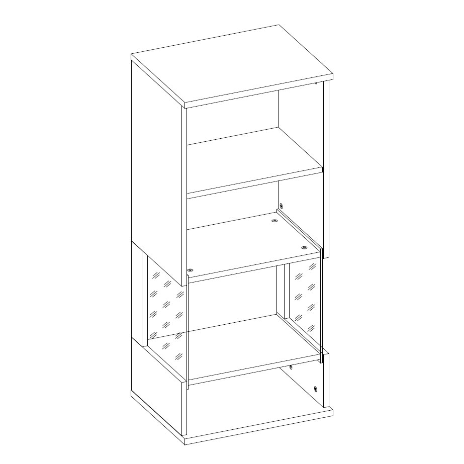 Навесной шкаф-витрина Napoli (дуб Крафт белый/бэйлиз глянец) 