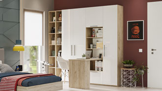 Шкаф со столом Napoli (дуб Крафт серый/белый глянец)