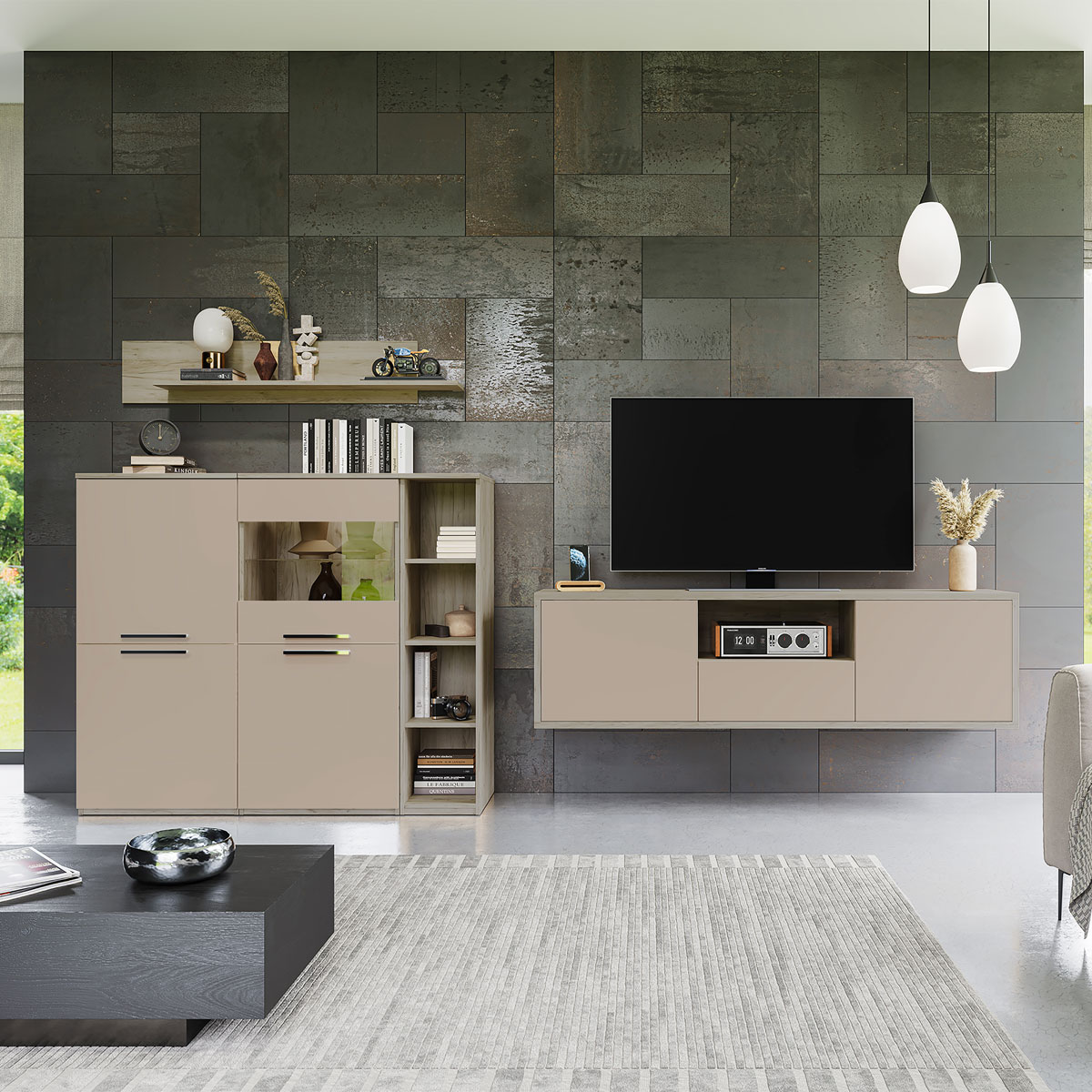 Гостиная Napoli 16 (Дуб Крафт серый/мокко матовый)